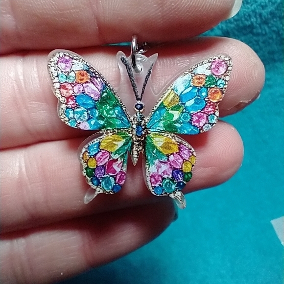 Cute floral flower butterfly earrings colorful multicolor wire dangle - Picture 1 of 3